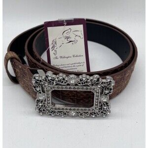 Wellington Collection Baby Croc Equestrian Belt Womens S/M Rhinestone
